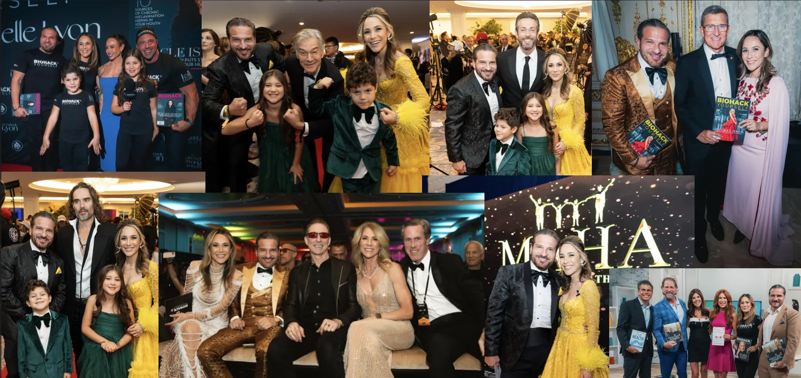A collage of guests and founders at a premiere night